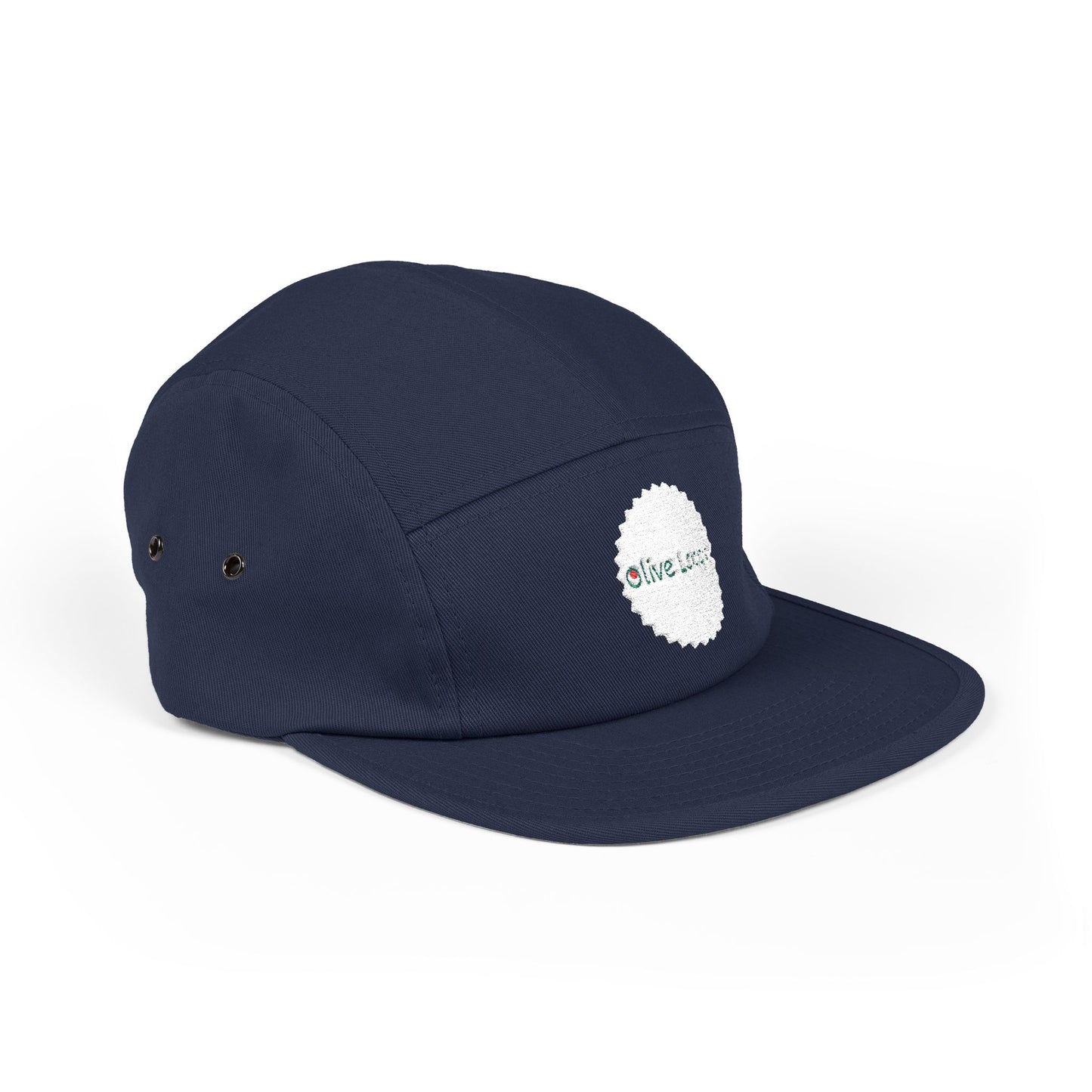 Olive Loops: Logo Embroidered 5 Panel Cap