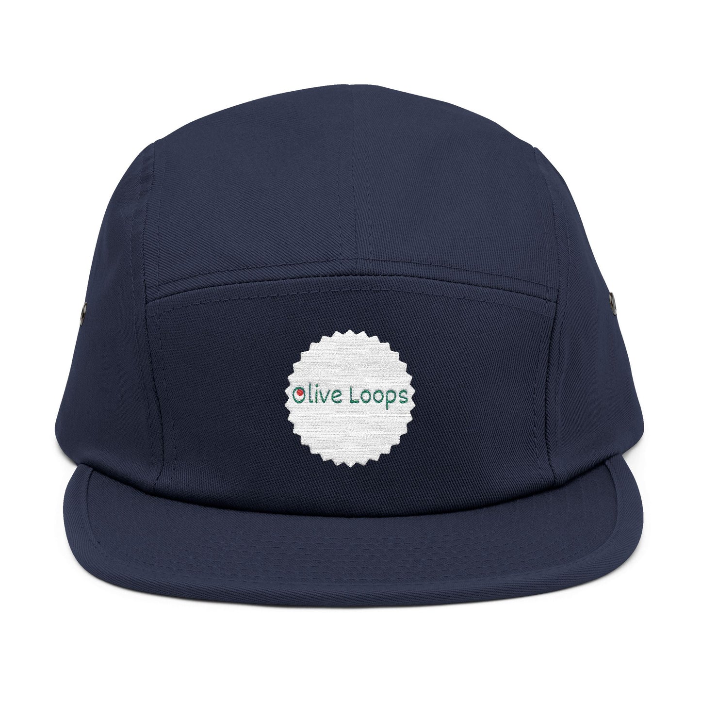 Olive Loops: Logo Embroidered 5 Panel Cap