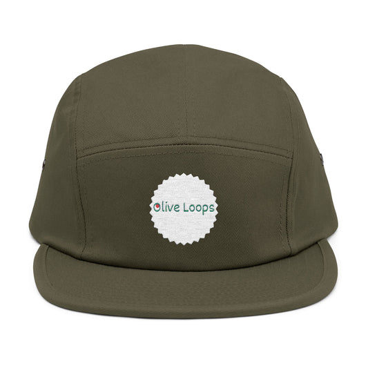 Olive Loops: Logo Embroidered 5 Panel Cap